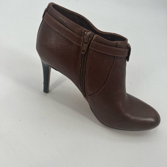 Coach Salene brown leather boots shoes size 7.5 4 inch heels - Picture 11 of 16